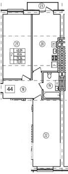 2-к квартира, строящийся дом, 70м2, 7/9 этаж