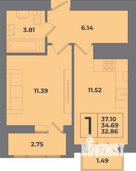 1-к квартира, вторичка, 35м2, 8/8 этаж