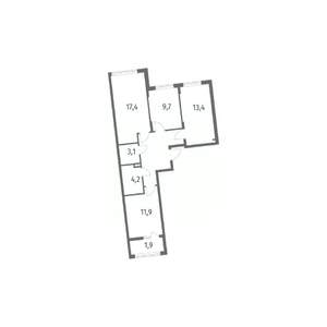 3-к квартира, вторичка, 74м2, 6/8 этаж