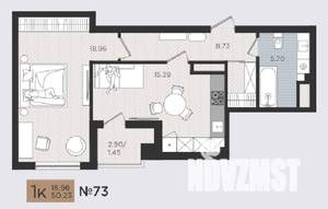 1-к квартира, строящийся дом, 50м2, 9/10 этаж