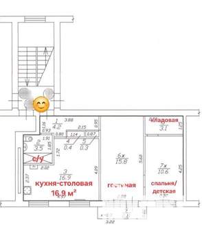 2-к квартира, вторичка, 55м2, 5/5 этаж