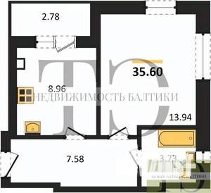 1-к квартира, вторичка, 36м2, 2/9 этаж
