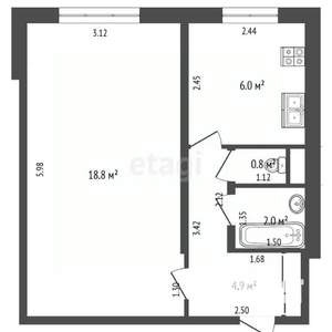 1-к квартира, вторичка, 32м2, 4/9 этаж
