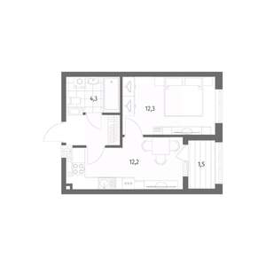 1-к квартира, вторичка, 34м2, 8/8 этаж