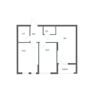 2-к квартира, строящийся дом, 57м2, 8/18 этаж