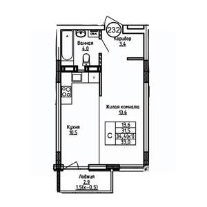 Студия квартира, вторичка, 33м2, 4/9 этаж