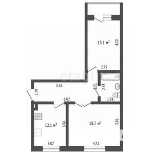 2-к квартира, вторичка, 60м2, 4/9 этаж