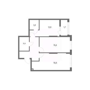 2-к квартира, вторичка, 66м2, 2/8 этаж