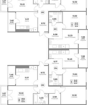 2-к квартира, вторичка, 56м2, 7/10 этаж