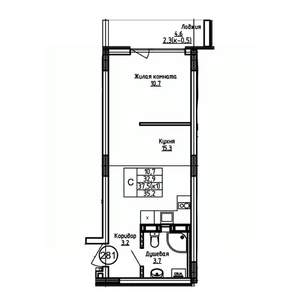 Студия квартира, вторичка, 35м2, 9/9 этаж