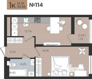 1-к квартира, вторичка, 40м2, 9/10 этаж