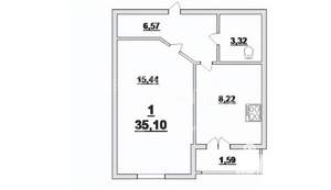 1-к квартира, вторичка, 34м2, 4/10 этаж