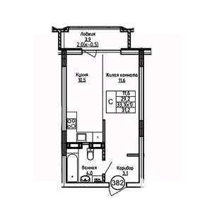 Студия квартира, вторичка, 31м2, 4/9 этаж