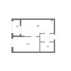 1-к квартира, вторичка, 43м2, 1/8 этаж