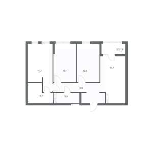 3-к квартира, строящийся дом, 75м2, 8/18 этаж