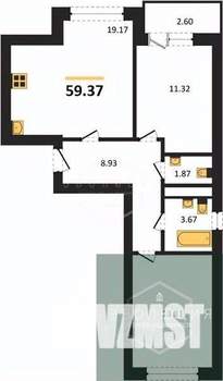 2-к квартира, вторичка, 59м2, 5/9 этаж