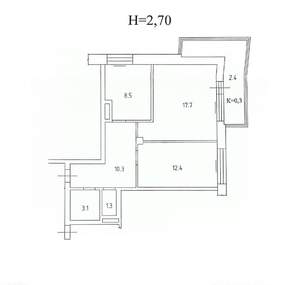 2-к квартира, вторичка, 53м2, 13/17 этаж