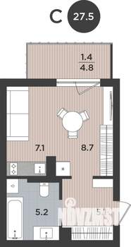 Студия квартира, вторичка, 28м2, 5/9 этаж