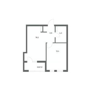 1-к квартира, строящийся дом, 40м2, 7/18 этаж