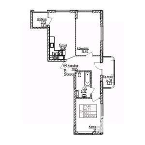 2-к квартира, вторичка, 64м2, 6/9 этаж