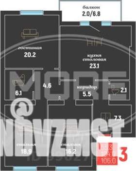 3-к квартира, вторичка, 120м2, 1/4 этаж