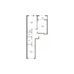 2-к квартира, строящийся дом, 77м2, 6/8 этаж