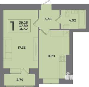 1-к квартира, вторичка, 39м2, 1/9 этаж