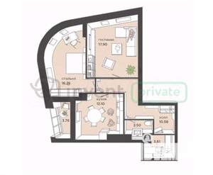 2-к квартира, вторичка, 65м2, 15/25 этаж