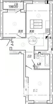 2-к квартира, вторичка, 57м2, 2/9 этаж