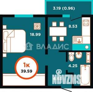 1-к квартира, вторичка, 36м2, 5/9 этаж