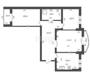 3-к квартира, вторичка, 106м2, 8/9 этаж