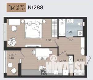 1-к квартира, строящийся дом, 40м2, 3/10 этаж