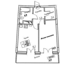 1-к квартира, вторичка, 46м2, 7/7 этаж