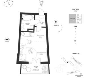 Студия квартира, вторичка, 35м2, 3/7 этаж