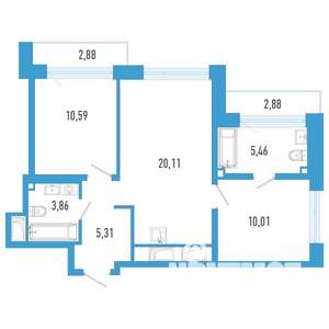 2-к квартира, вторичка, 58м2, 4/26 этаж