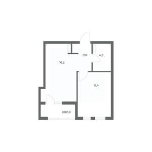 1-к квартира, строящийся дом, 40м2, 6/18 этаж