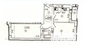 2-к квартира, вторичка, 55м2, 9/9 этаж