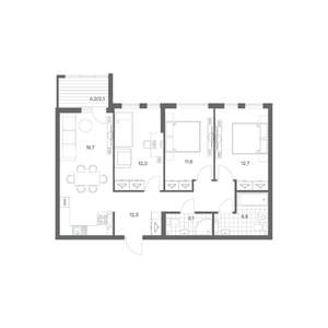 3-к квартира, строящийся дом, 79м2, 8/18 этаж