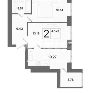 2-к квартира, вторичка, 49м2, 3/10 этаж