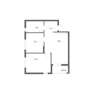 2-к квартира, строящийся дом, 55м2, 12/18 этаж
