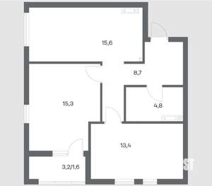 2-к квартира, строящийся дом, 59м2, 4/18 этаж