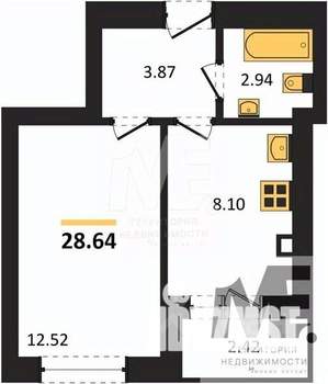 1-к квартира, вторичка, 29м2, 5/9 этаж