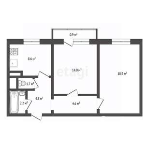 2-к квартира, вторичка, 54м2, 3/9 этаж