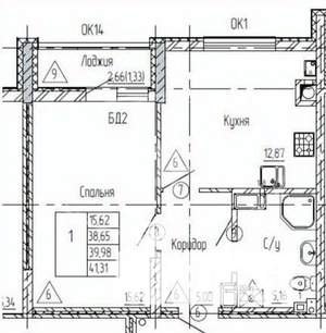 1-к квартира, вторичка, 42м2, 3/17 этаж
