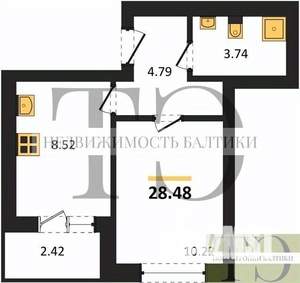 1-к квартира, вторичка, 28м2, 4/9 этаж
