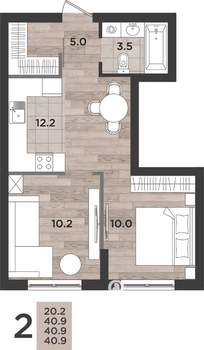 2-к квартира, вторичка, 41м2, 1/14 этаж