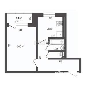 1-к квартира, вторичка, 32м2, 1/10 этаж