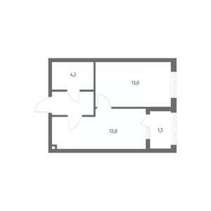 1-к квартира, строящийся дом, 35м2, 6/8 этаж