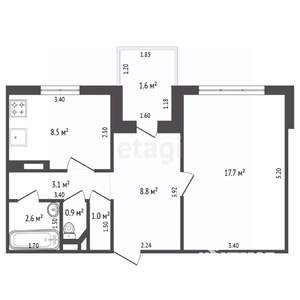 1-к квартира, вторичка, 42м2, 2/5 этаж