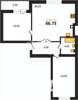 2-к квартира, вторичка, 67м2, 7/9 этаж